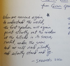 From the Notebooks: A Sabbath poem by Wendell Berry