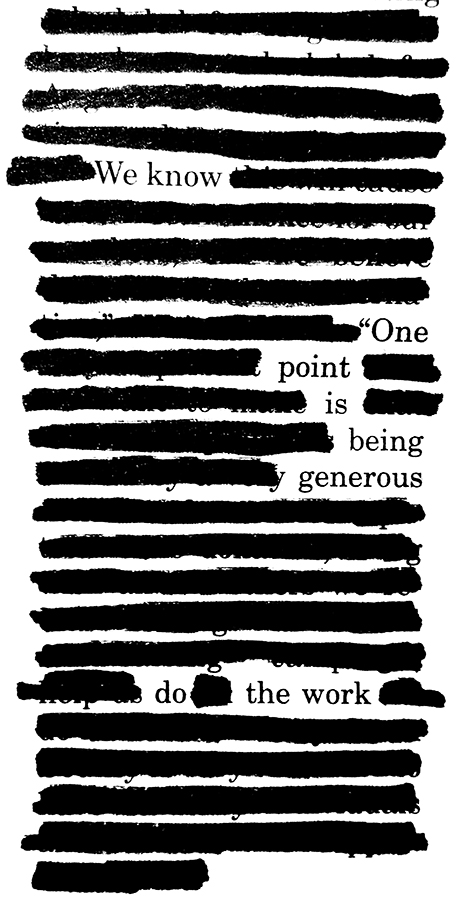 “One point is being generous” — after Austin Kleon’s newspaper blackouts